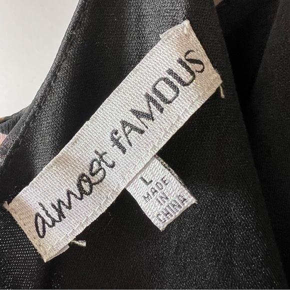 Almost Famous Black Floral Rose Handkerchief Hem Maxi Dress SZ L - Picture 8 of 12